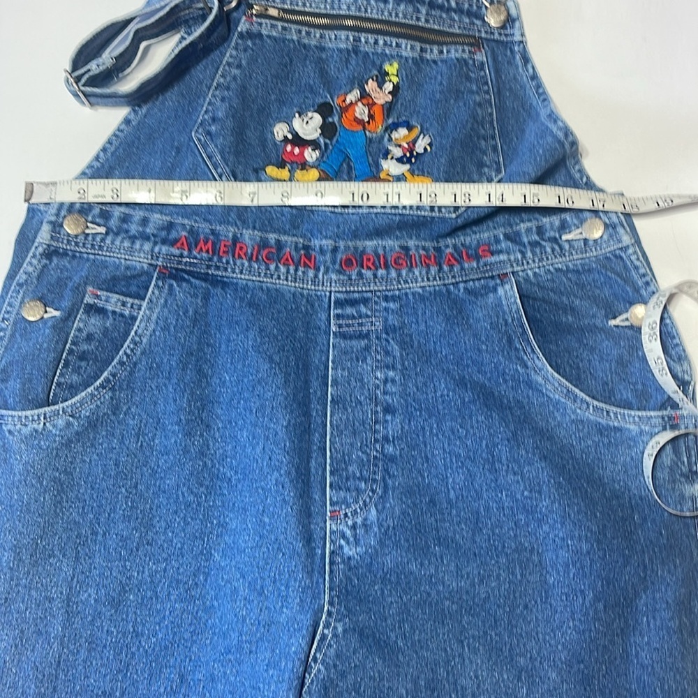 Y2K Disney Blue Jean Overalls - Pluto, Mickey & Donald Duck - size L/XL - Picture 5 of 8